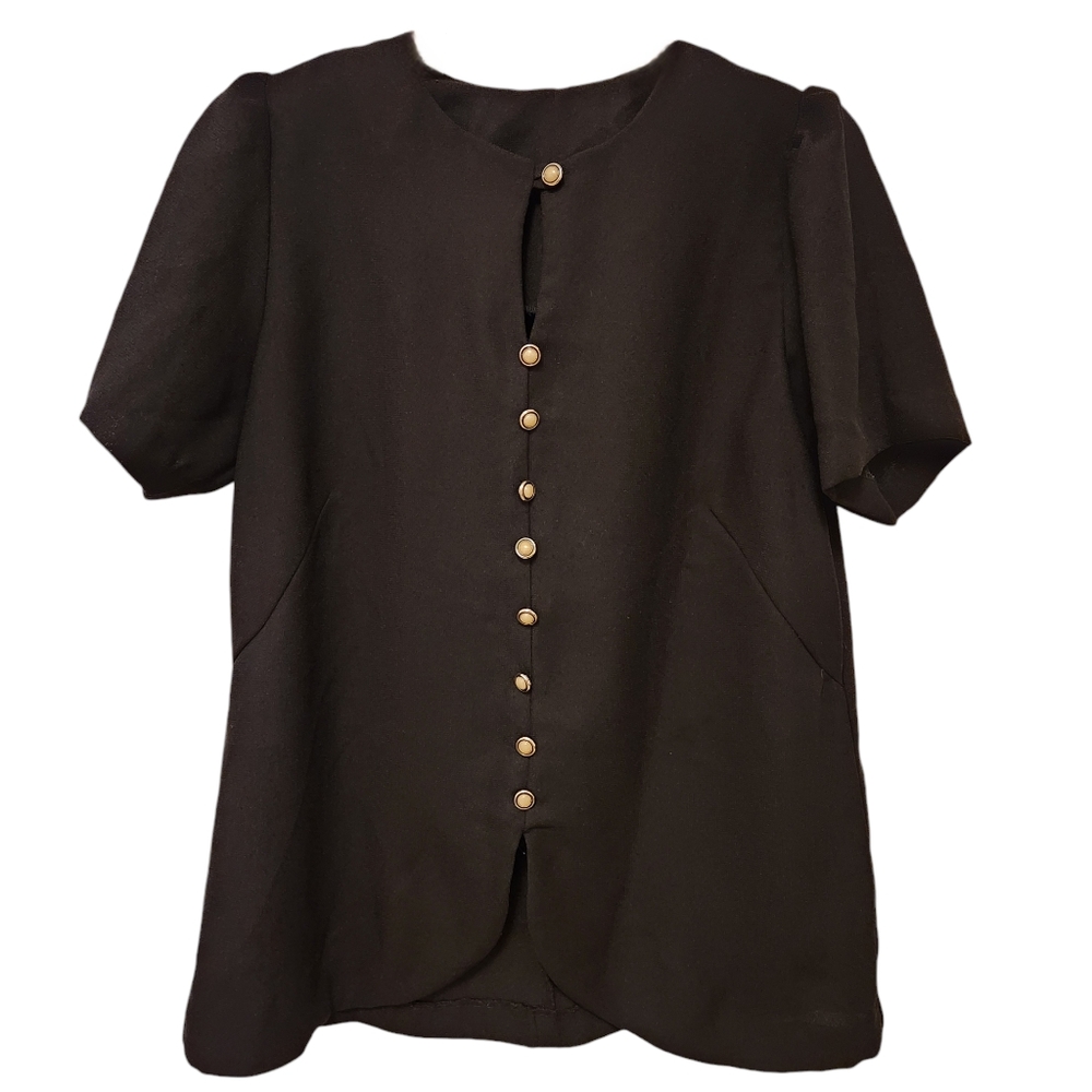 Vintsge 1980s handmade tunic top size S/M Elegant Classy Button Accent